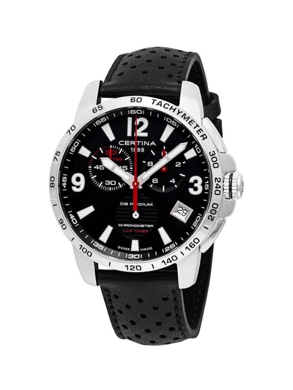 NWT Authentic Certina DS Podium Chronograph Lap Timer Black Dial Men's Watch